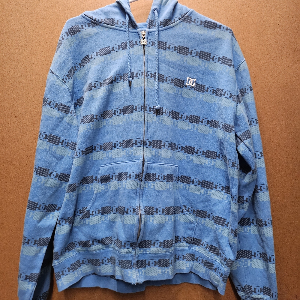DC Men's Patterned Blue Zip-Up Sweater